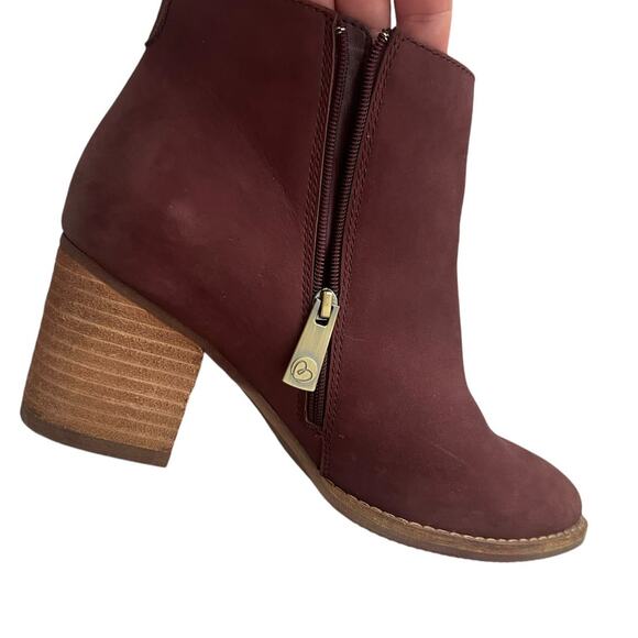 Blondo Nova Maroon Waterproof Nubuck Leather Chunky Heel Boots 7.5 - Picture 5 of 8